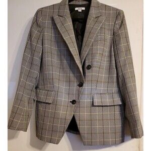 Bar III Women's‎ Faux-Double-Breasted Plaid Black Blazer Jacket Coat Size 12